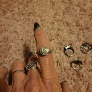 Sterling silver,  genuine diamond ring